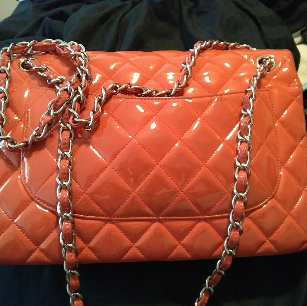 Chanel Classic Double flap quilted patent jumbo - Picture 7 of 8