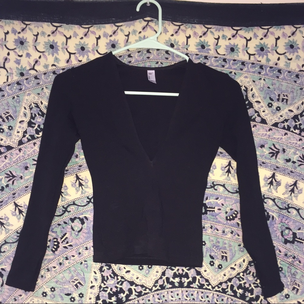 American Apparel Low V-neck Long Sleeve