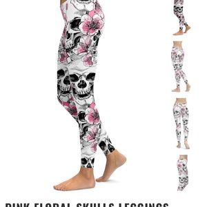 Pink Floral Skull leggings