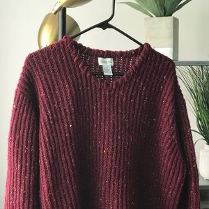 Oversized Maroon Multicolored Knit Sweater