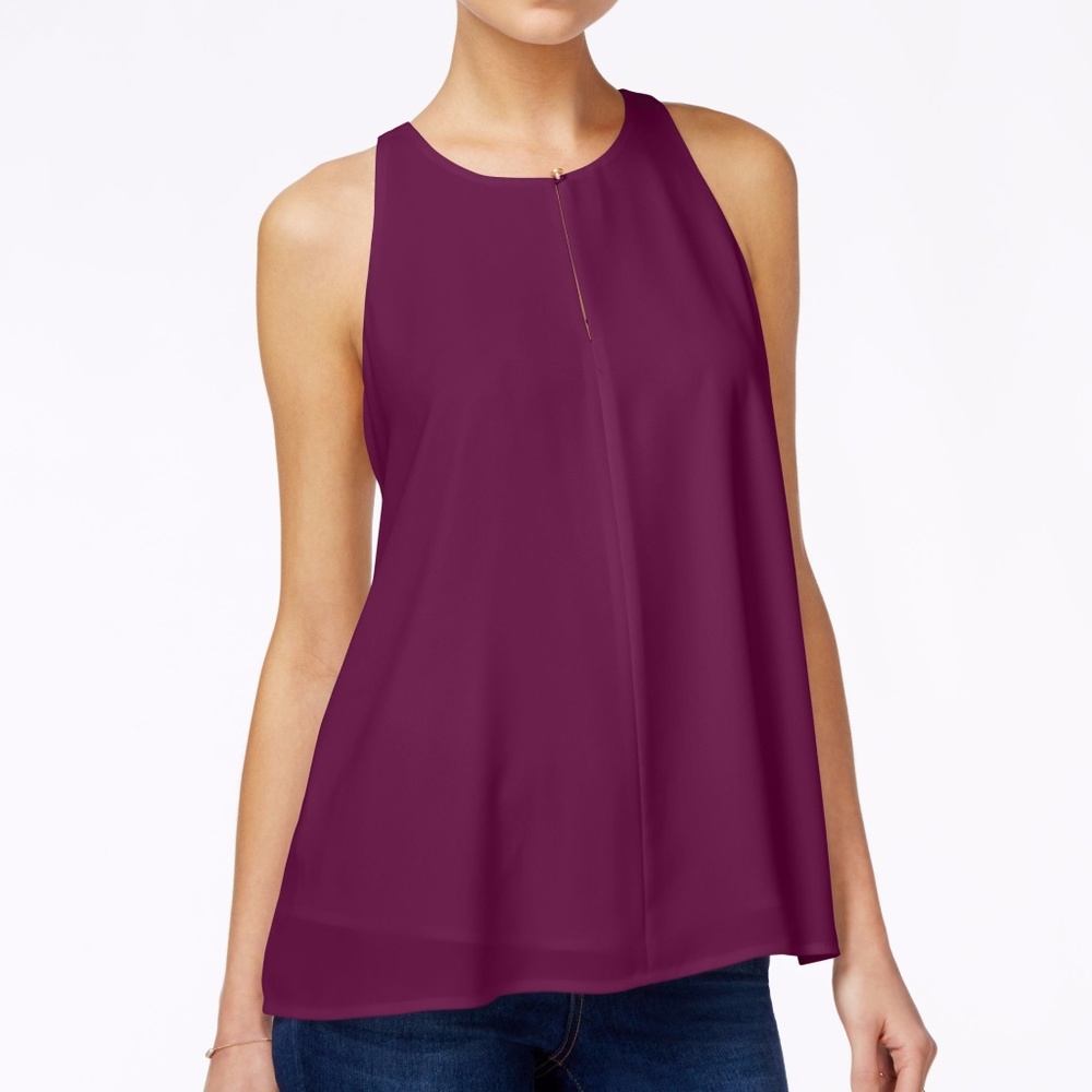 MAISON JULES Sleeveless Swing Top Cherry Plum