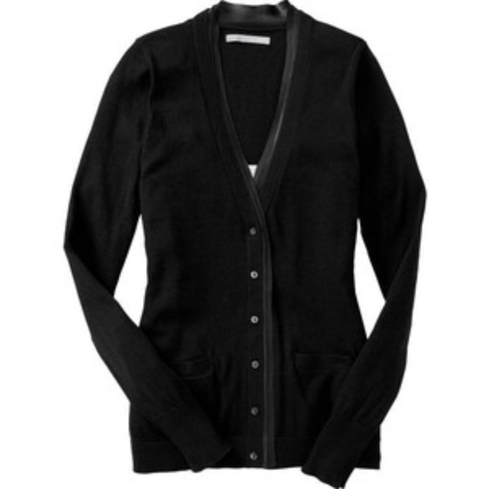 Black Old Navy Womens Cardigan with Satin Trim