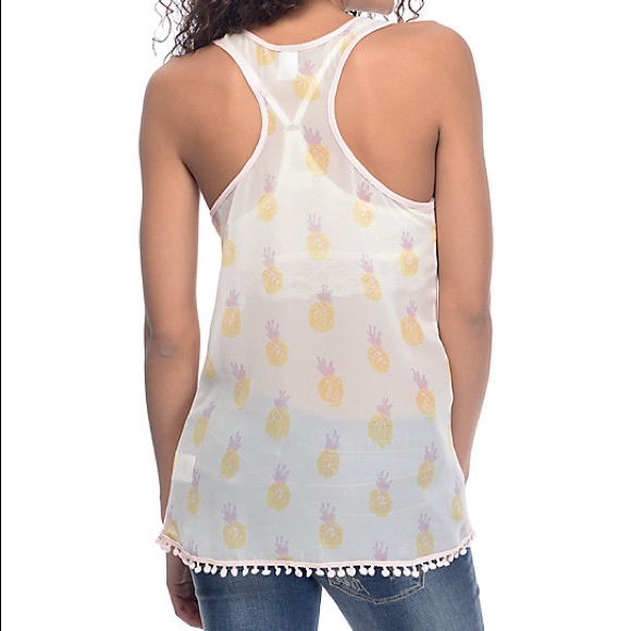 Empyre Tops - EMPYRE  Tank Top  Pineapple Print Chiffon Back