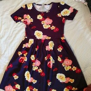 GUC LulaRoe Amelia dress with floral print