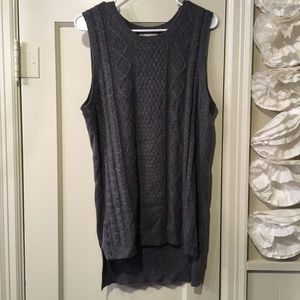 long gray no sleeve sweater