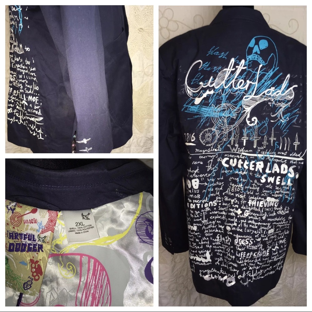 Artful Dodger Mens 2XL Blazer Jacket Embroidered
