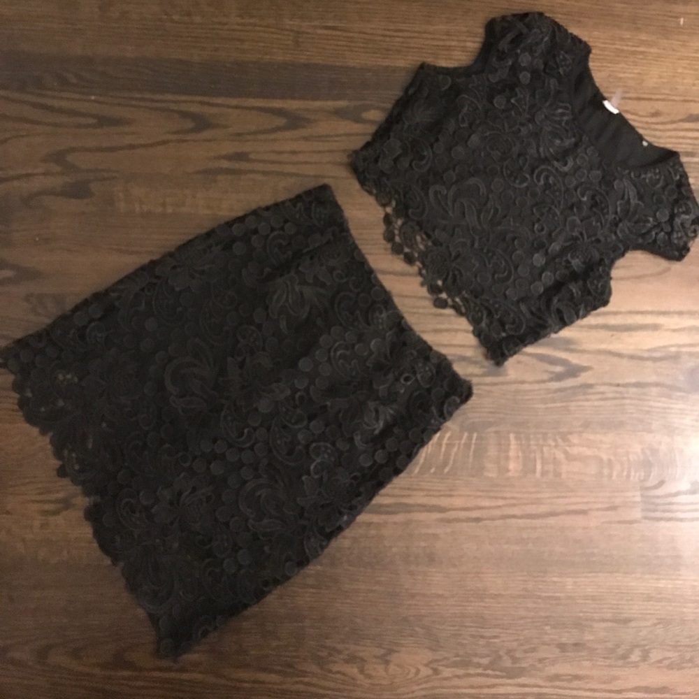 SOLD Two piece black lace set