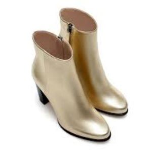 Zara gold high heel leather ankle boot
