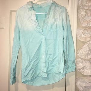 teal ombré button up