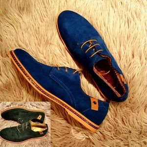 Genuine Leather Oxfords Blue and Green
