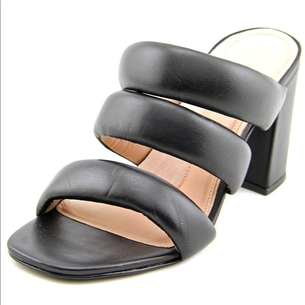 Black Open Toe Leather Mule Sandal - Picture 3 of 8