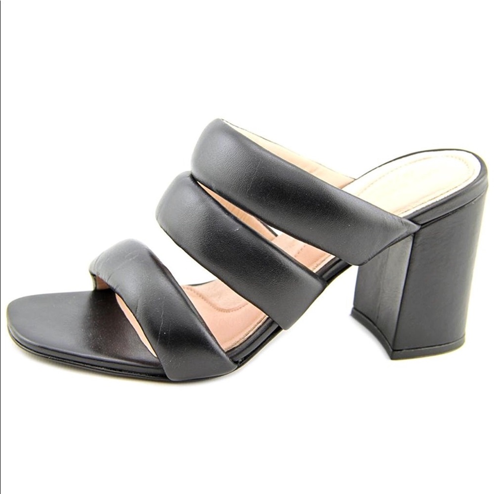 Black Open Toe Leather Mule Sandal - Picture 6 of 8