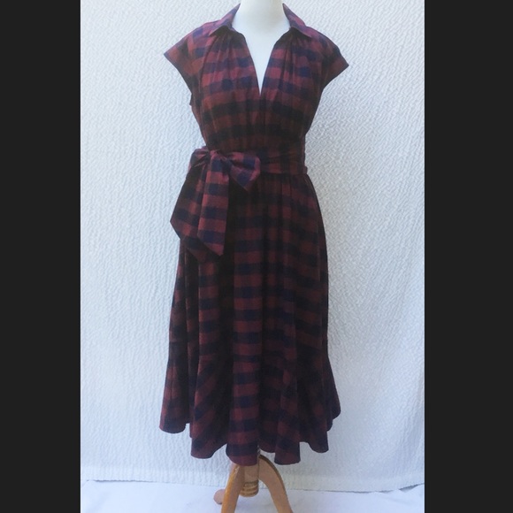 eshakti Dresses & Skirts - New Eshakti Blouson Plaid Fit Flare Dress 16W