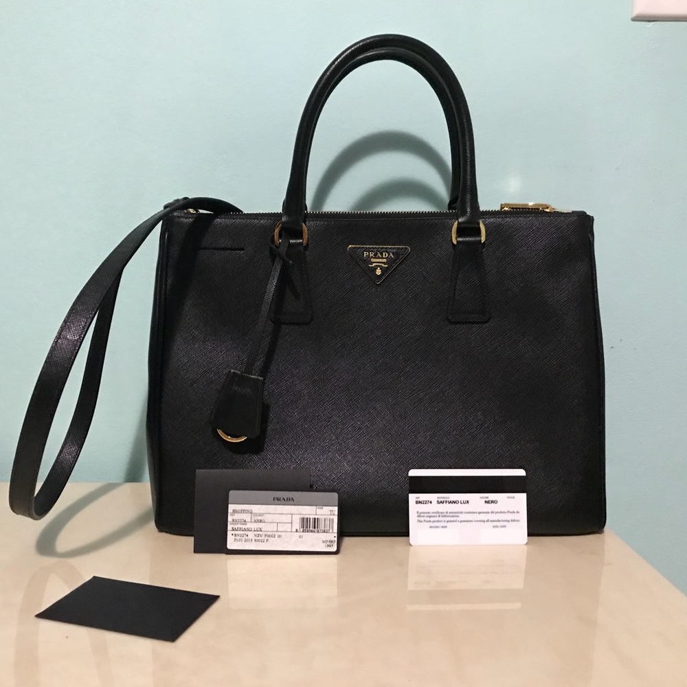 Prada Saffiano Lux Double Zip Top-Handle Bag - Picture 2 of 7