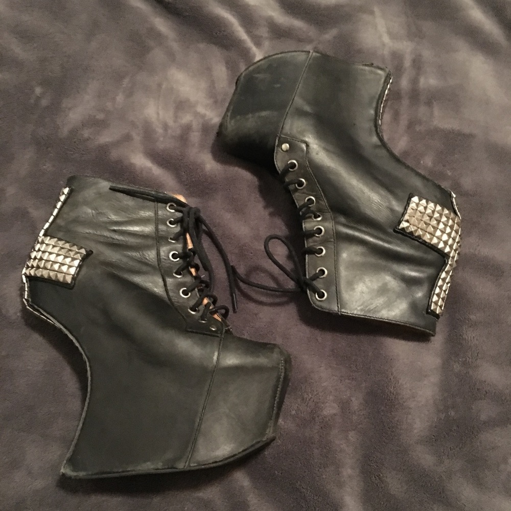Jeffrey Campbell cross studded boots