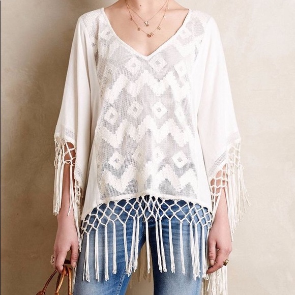 Anthropologie Tops - Sale! Anthropologie Lilka Fringed Kaftan