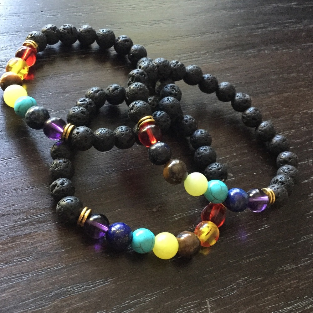 Chakra Healing Lava Bracelet