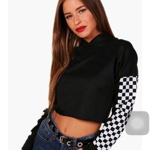 Racer Print Crop Hoody