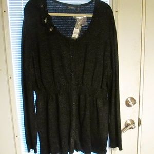 Daisy Fuentes Black 3x button down sweater