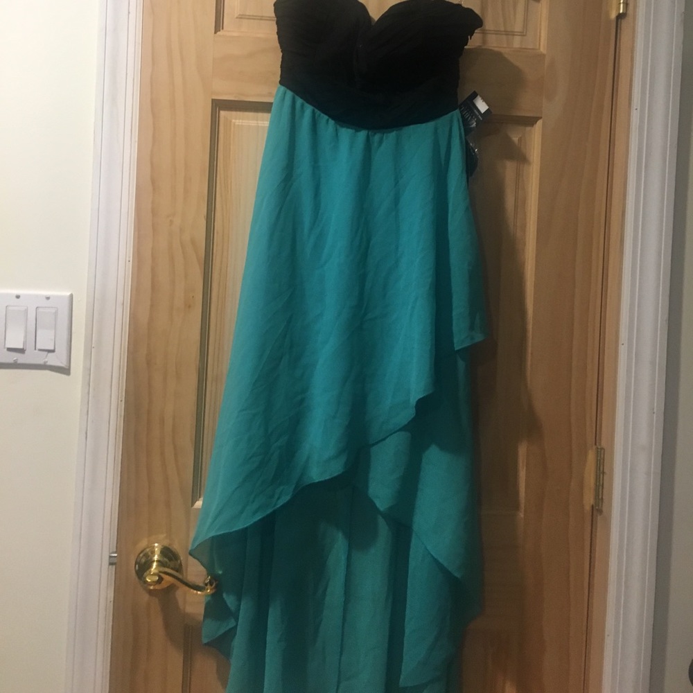 High low sweetheart color block dress