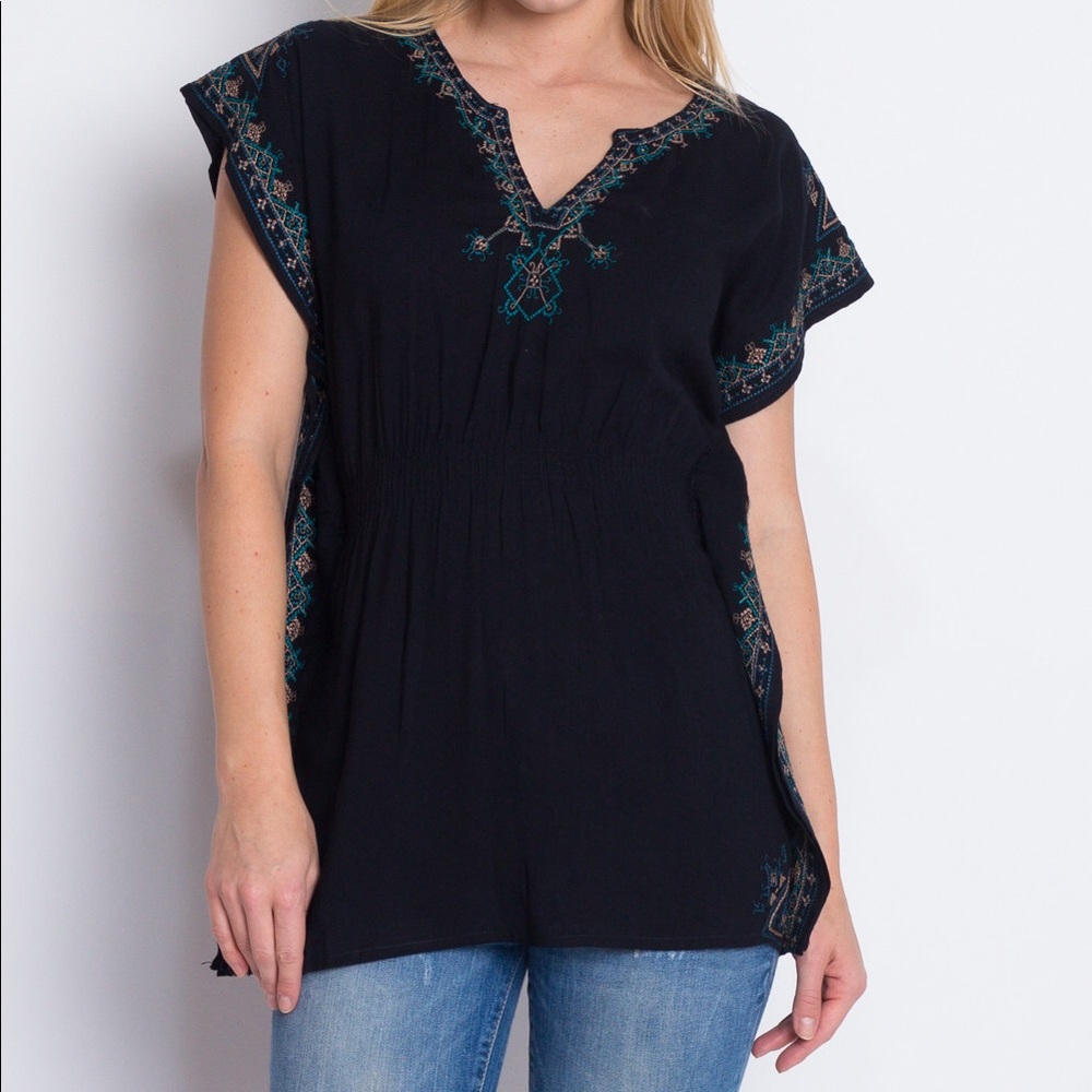 Embroidered Kaftan Blouse - Medium