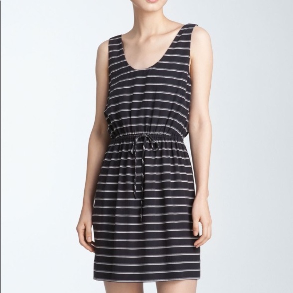 Chariot black and white striped silk dress