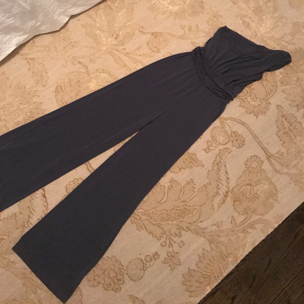 Slate grey one shoulder jumpsuit