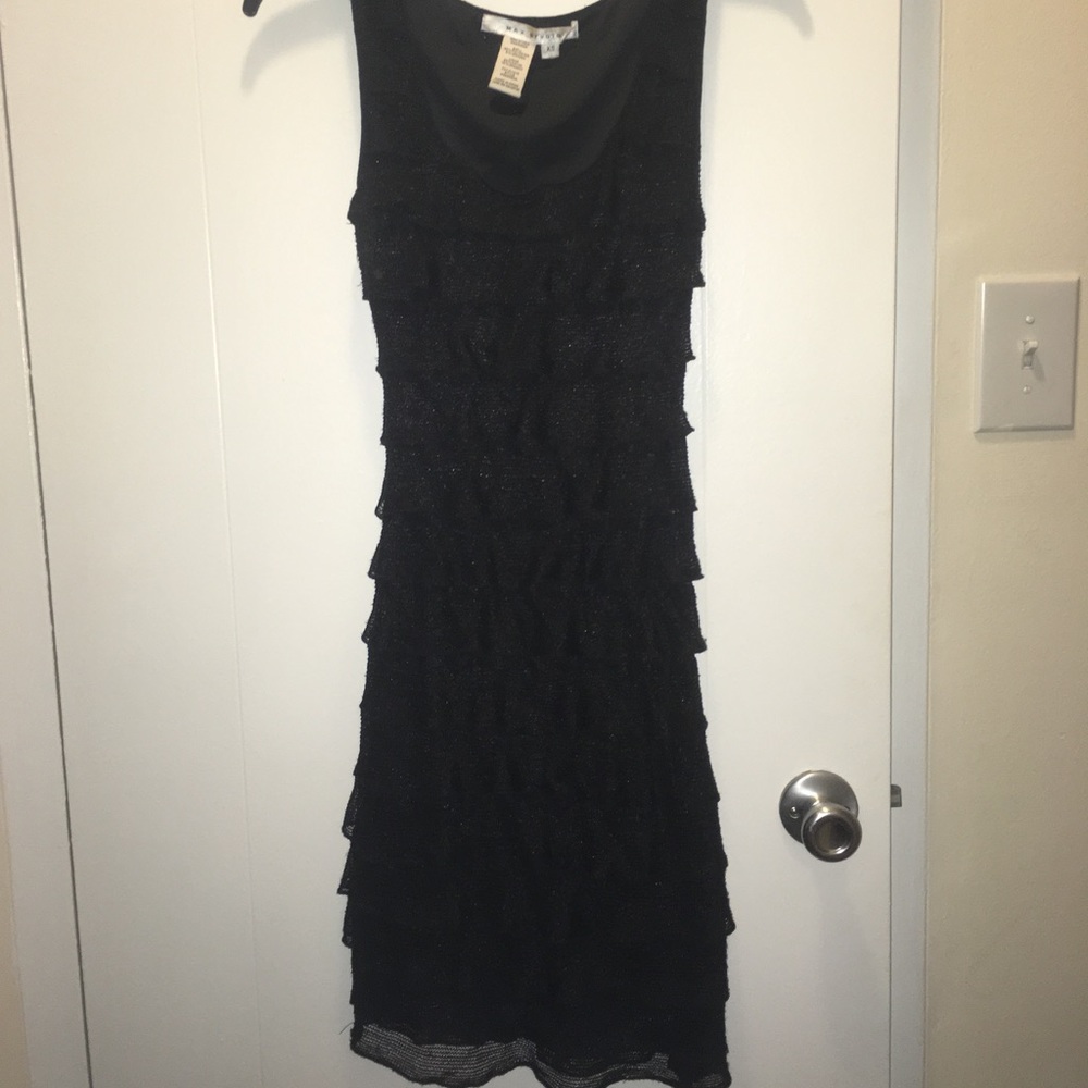 Max Studio black ruffle layer sleeveless dress, XS