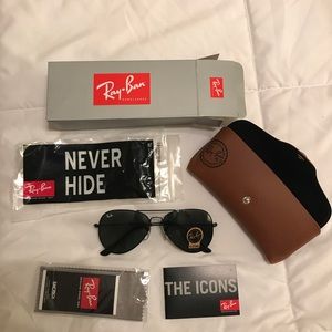 NIB Ray Ban aviators with black frame and lenses
