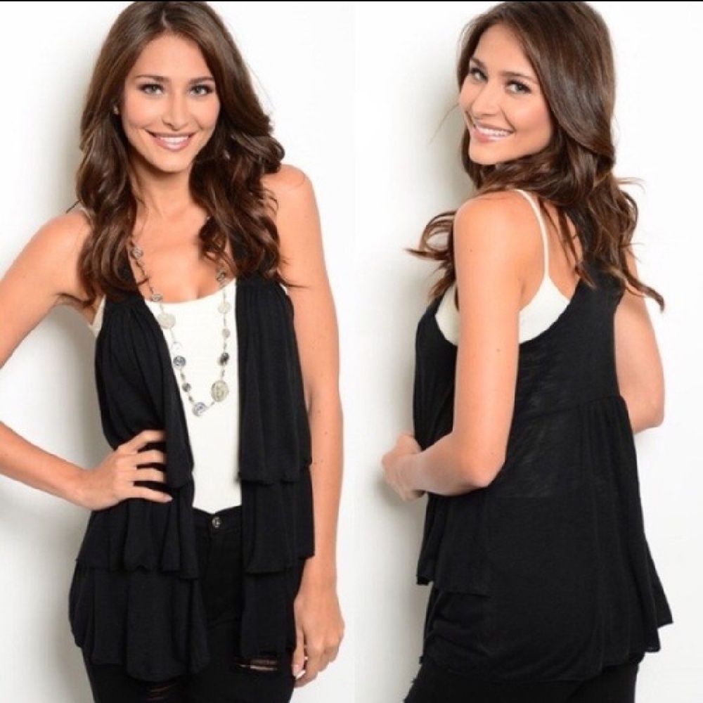 Layered black vest