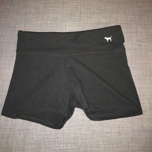 PINK roll top waistband yoga shorts