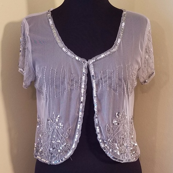 Pinky Jackets & Blazers - Sparkle & Fray! Boho Sheer Shrug with Sequins