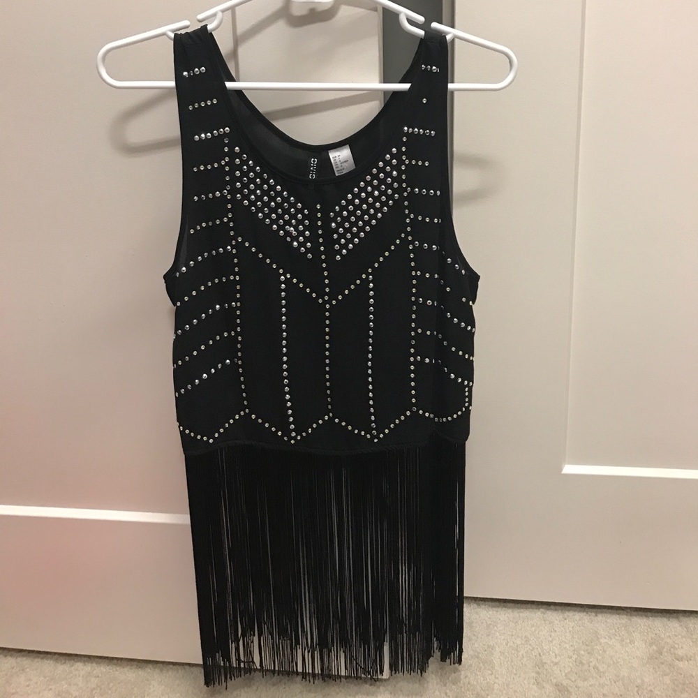 H&M beaded fringe crop top
