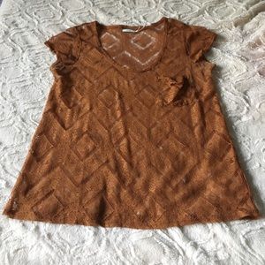 Brown KIMCHI BLUE lace pocket tee