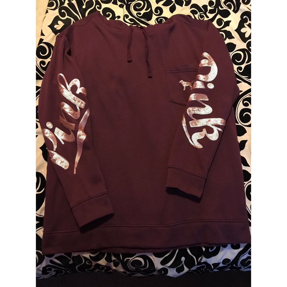 VS "Pink" Maroon Sequin Hoodie