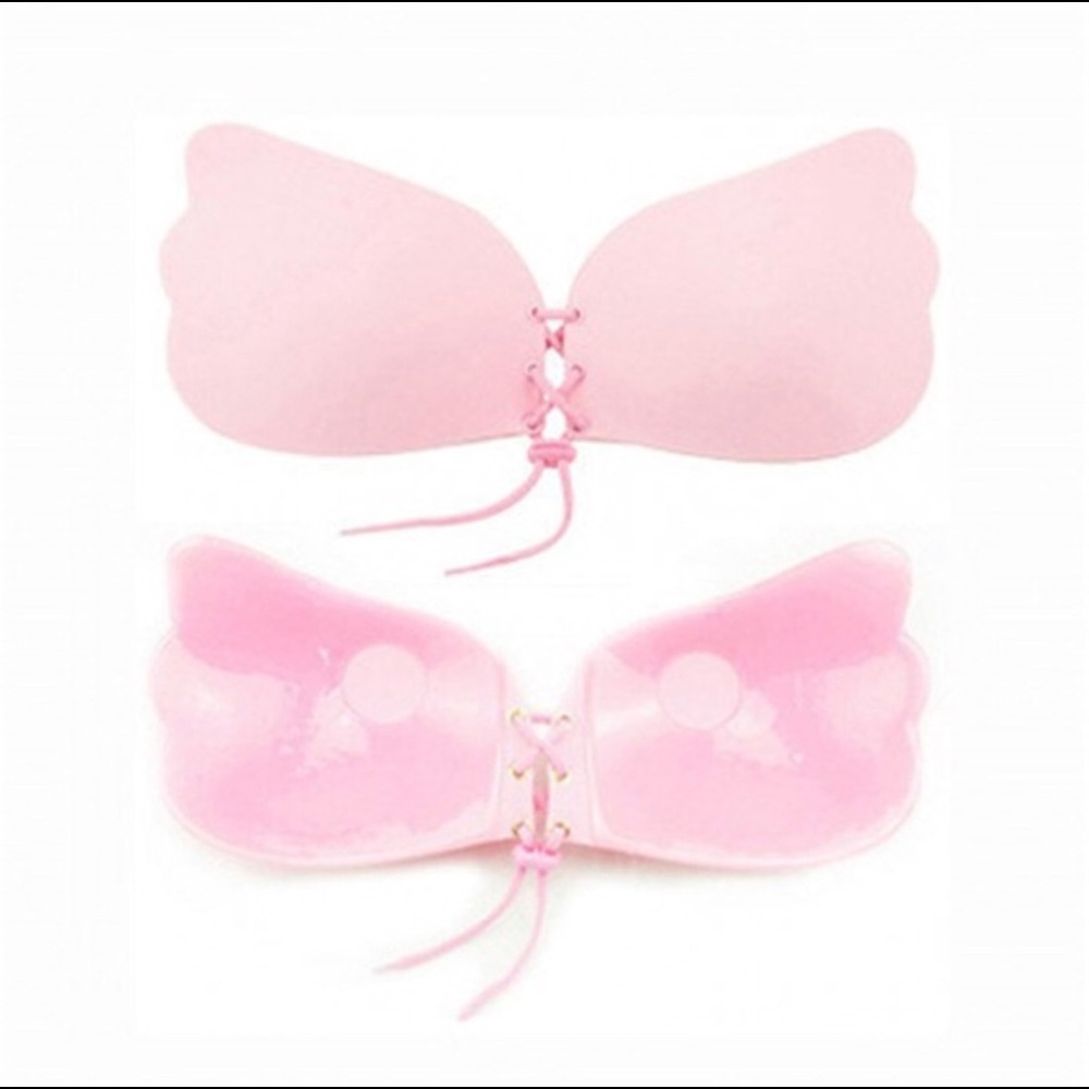 Lace up silicon push up invisible bra