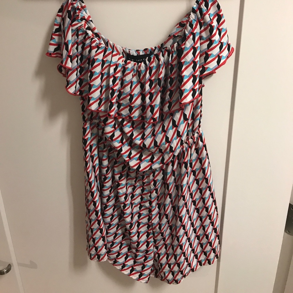 Printed strapless romper