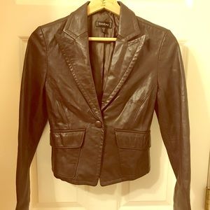 Chocolate genuine leather Bebe blazer XS