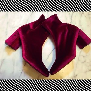 Jeffrey Campbell Wine Velvet Ankle Bootie