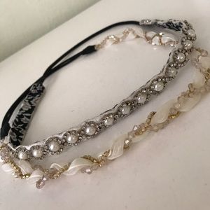 Two Festival Headbands - white, cream, pearl