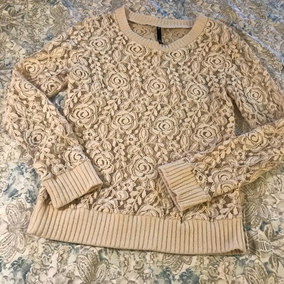 Love Culture Sweaters - Sheer Cream Floral Lace Sweater