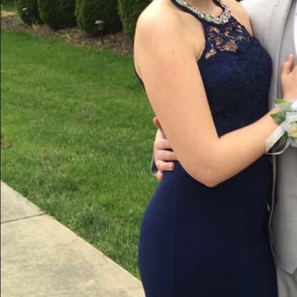 Navy blue 2piece prom dress