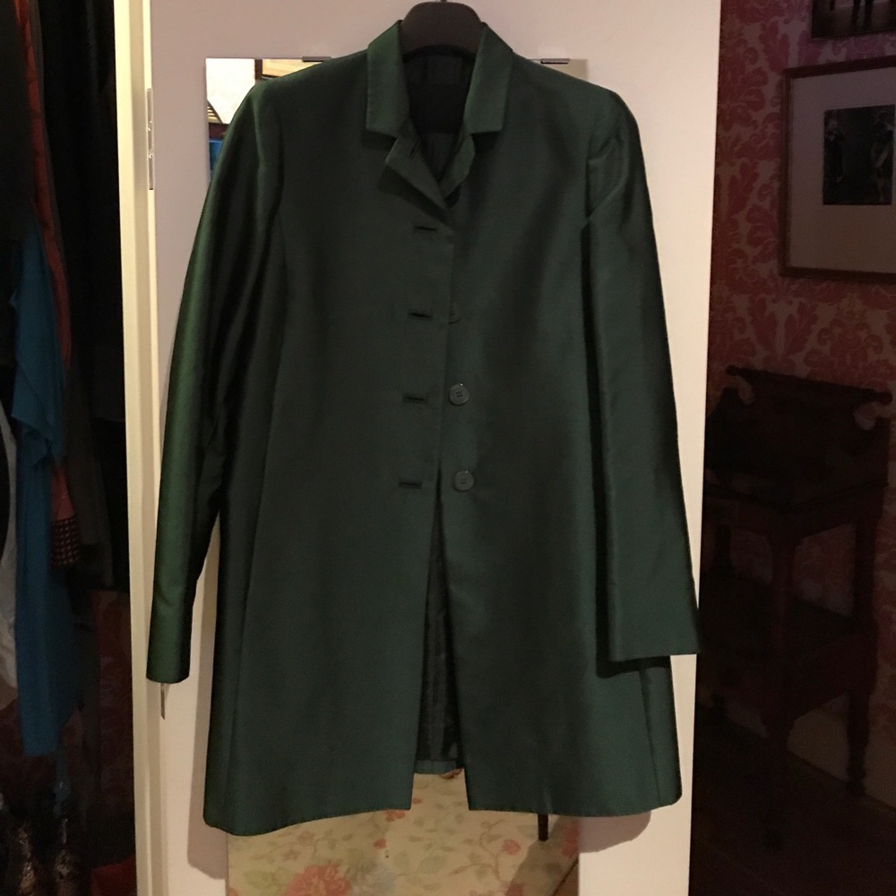 Prada raw silk long jacket 38