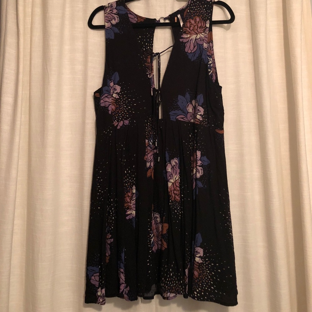 FREE PEOPLE LOVELY DAY BLACK FLORAL PRINT DRESS