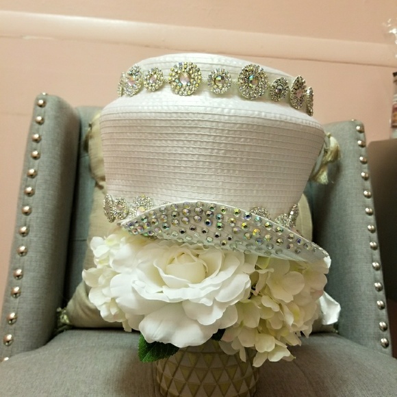Custom one of a kind Pearl White Hat main image 6