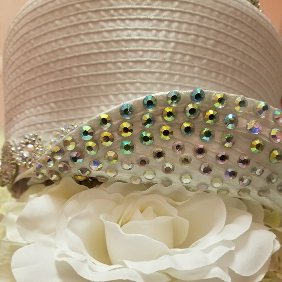Custom one of a kind Pearl White Hat main image 5