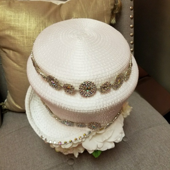 Custom one of a kind Pearl White Hat main image 4