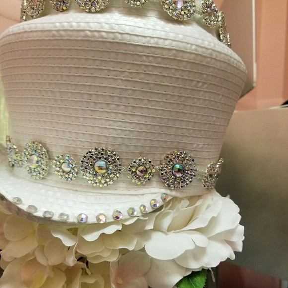 Custom one of a kind Pearl White Hat main image 3
