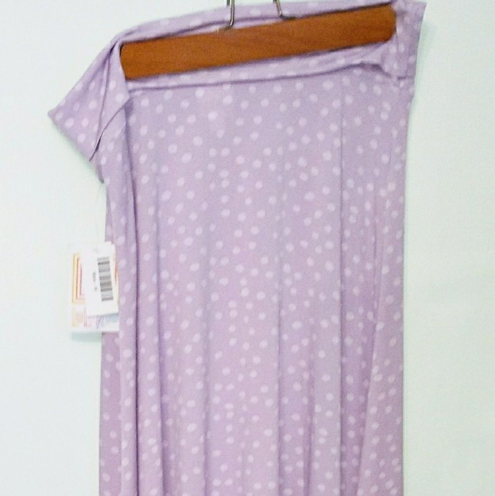 Lularoe Maxi Skirt Lavender w/ White Dots