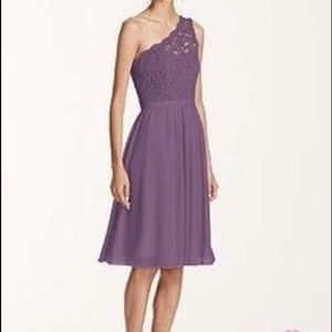 One Shoulder Davids Bridal Dress in Wisteria